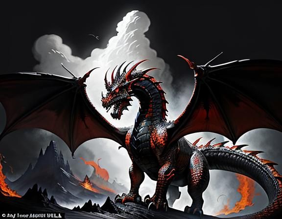 Dragon in Frazetta-Style Fantasy Art