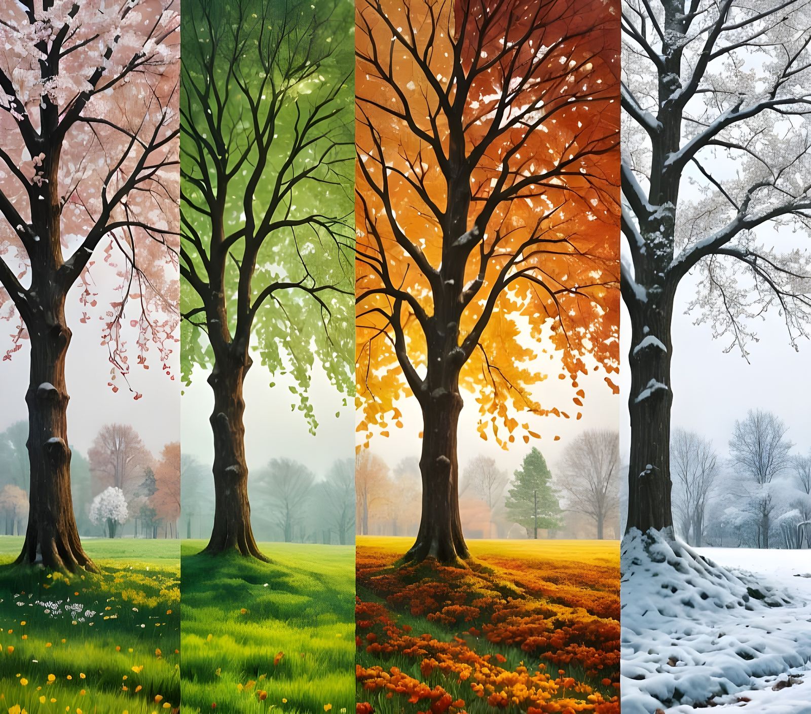 Four Seasons in Vibrant Continuous Landscape