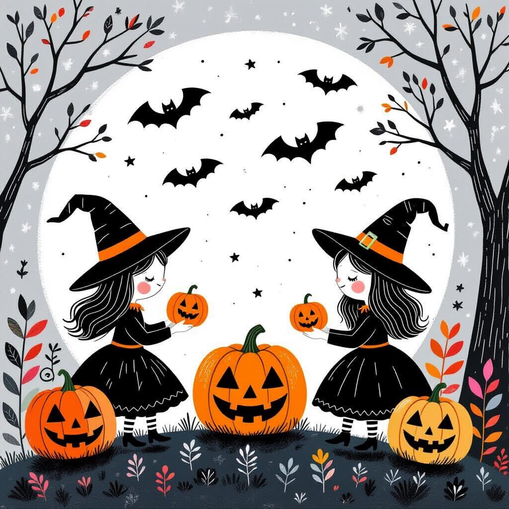 Spooky Cute Halloween Coloring Page for Kids