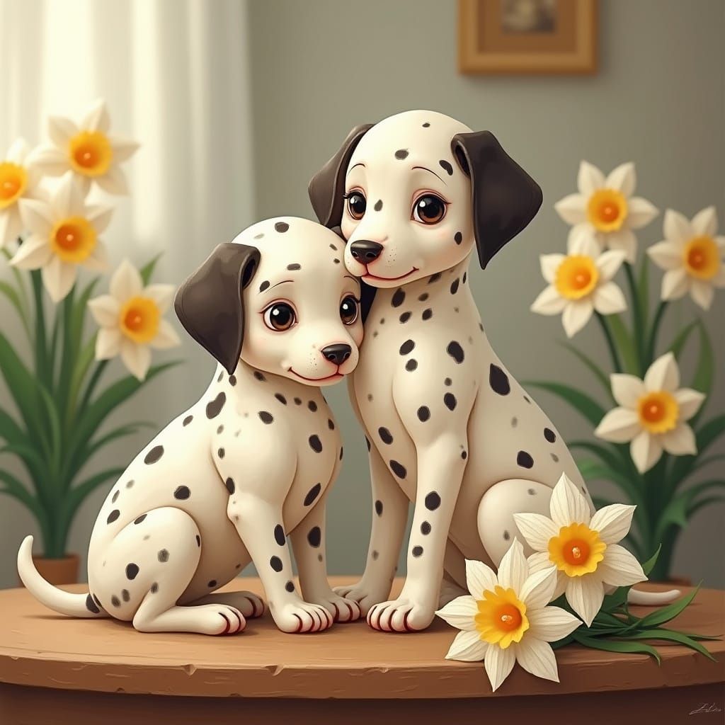 Dalmatian Pups in Whimsical Wonderland
