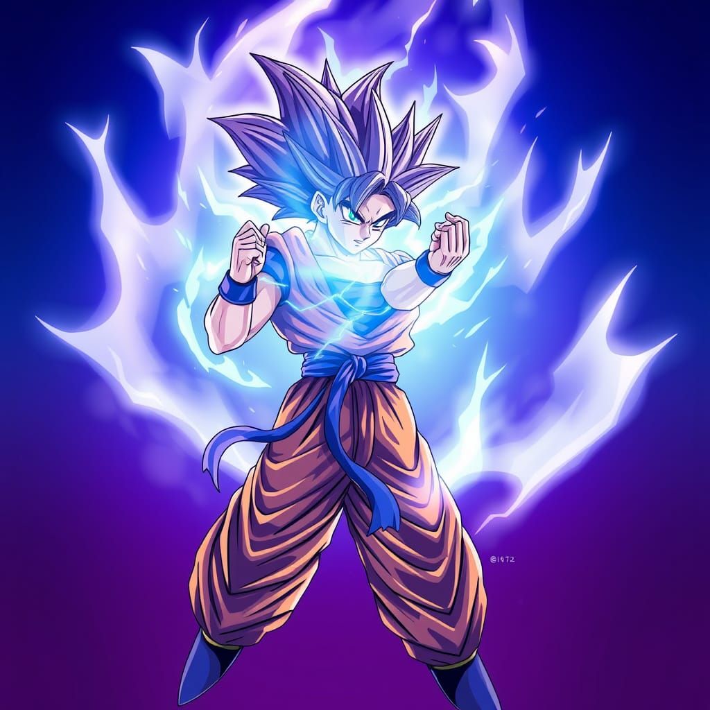 Goku in Ultra Instinct Form, Anime Cel-Shaded Art