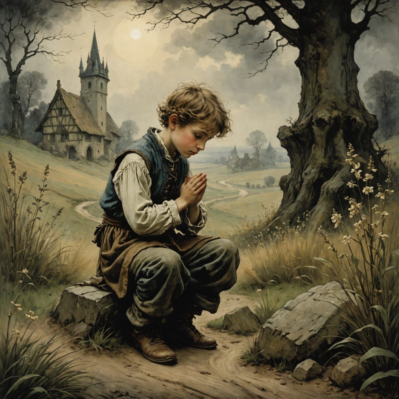 A Boy in Devout Prayer, Fairytale Beauty