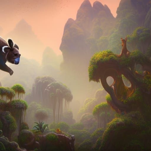 Detailed Koala Painting in Jungle Setting