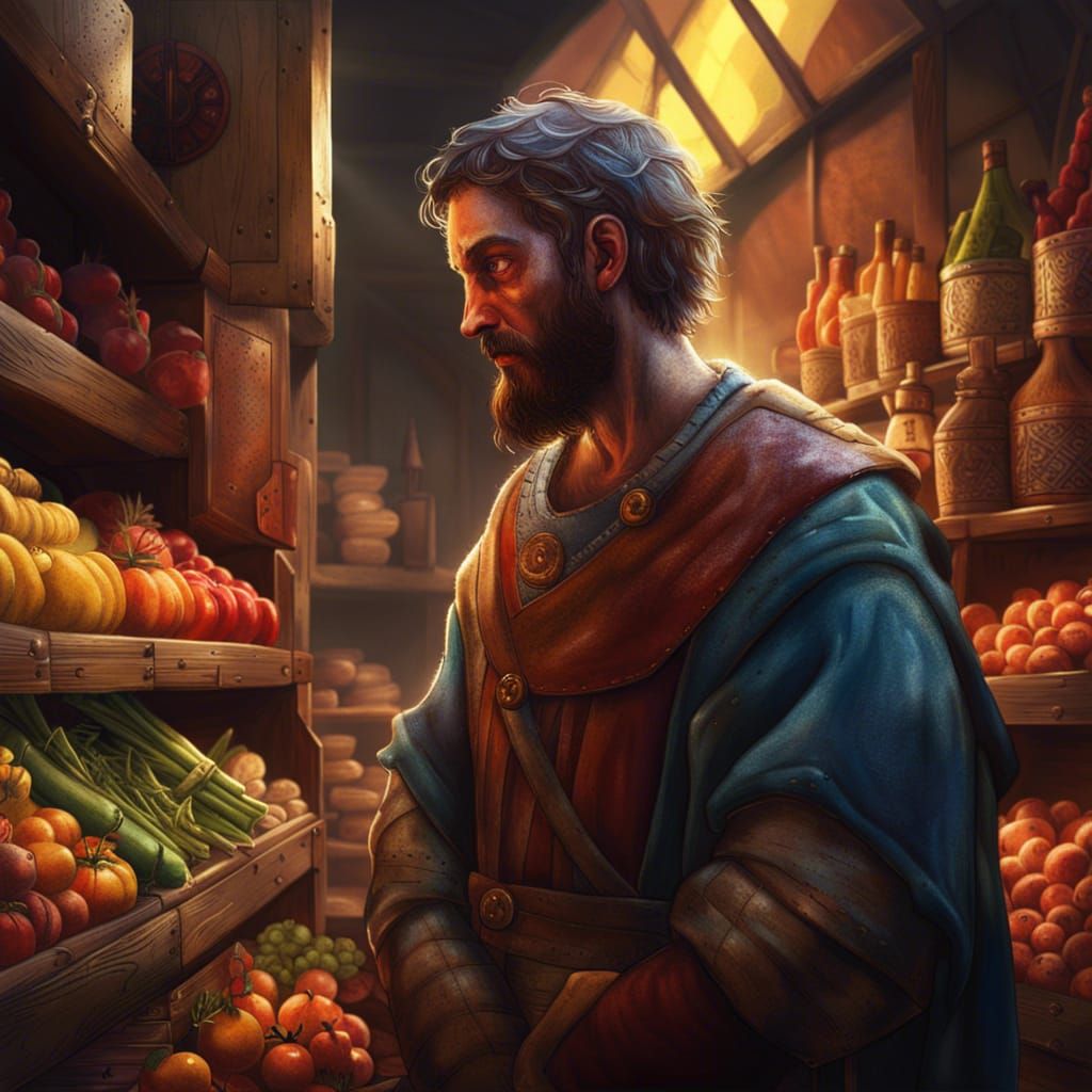 Hyperrealistic Medieval Supermarket Concept Art