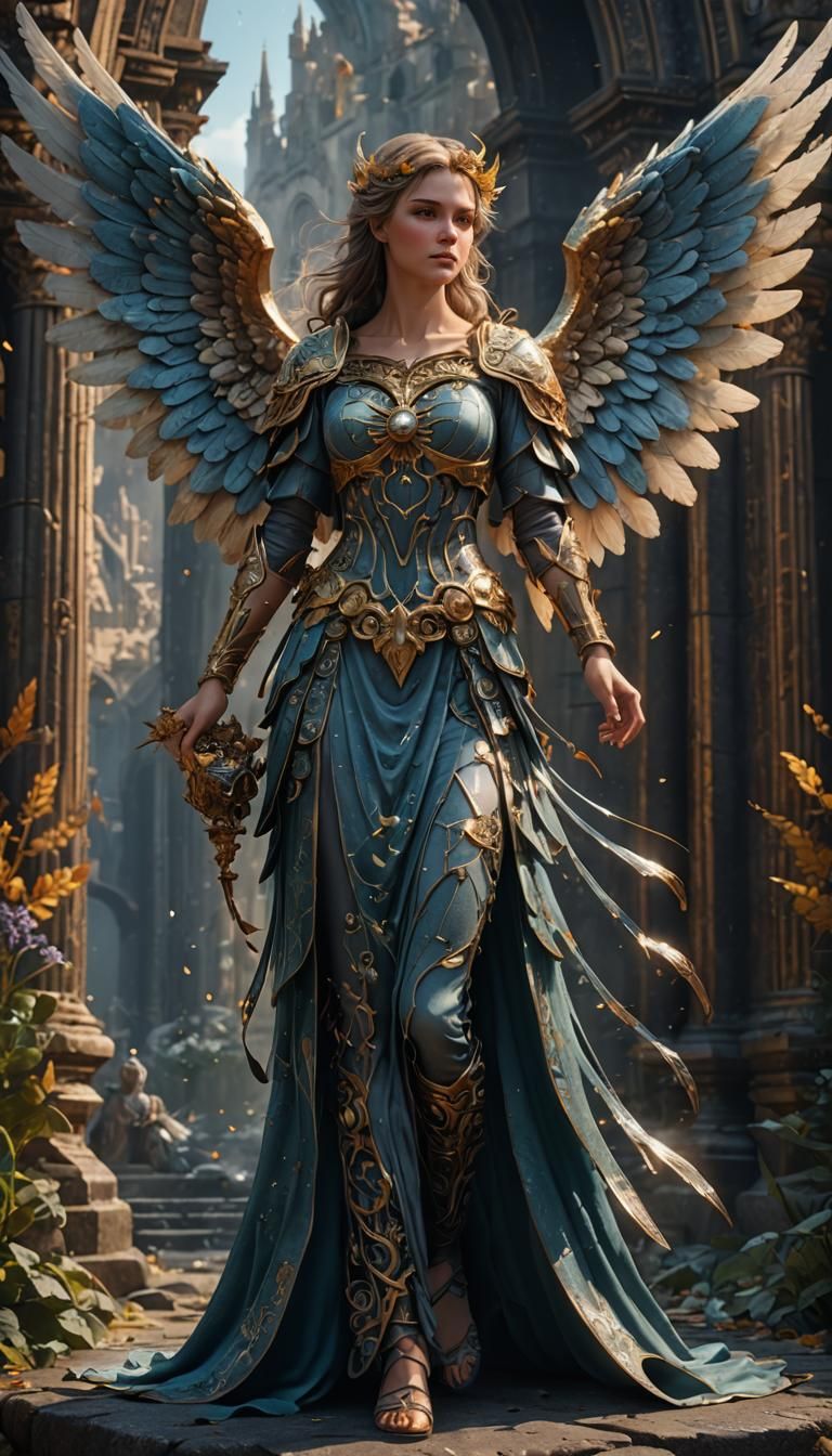 Detailed Angel in a Matte Painting Style