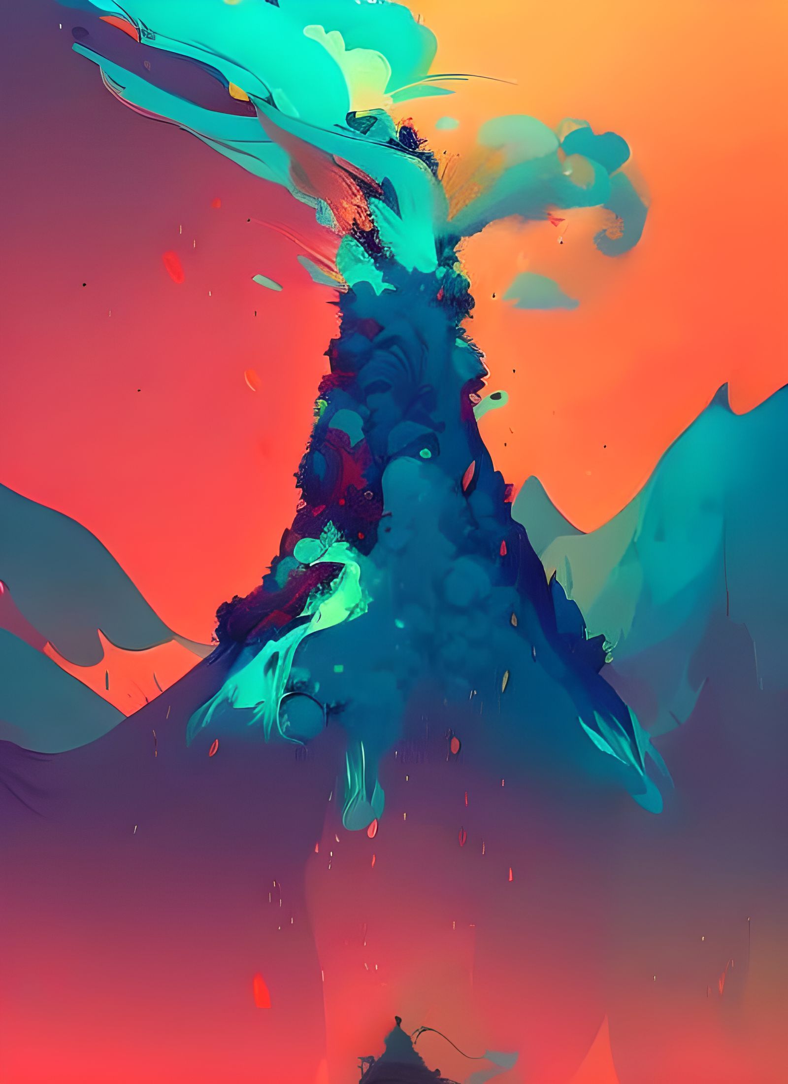 Volcano King in Composite Art Style