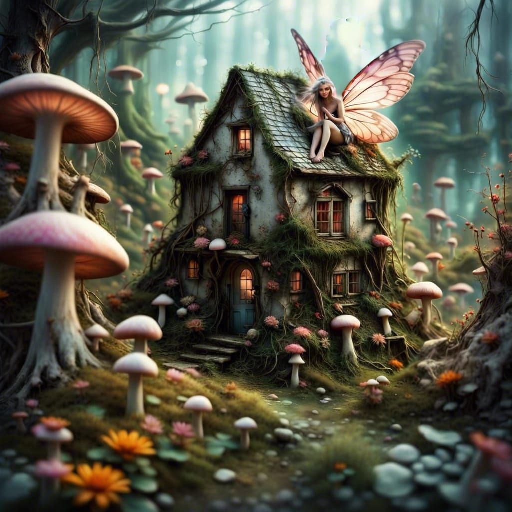 Miniature Punk Rock Fairies in Overgrown Village