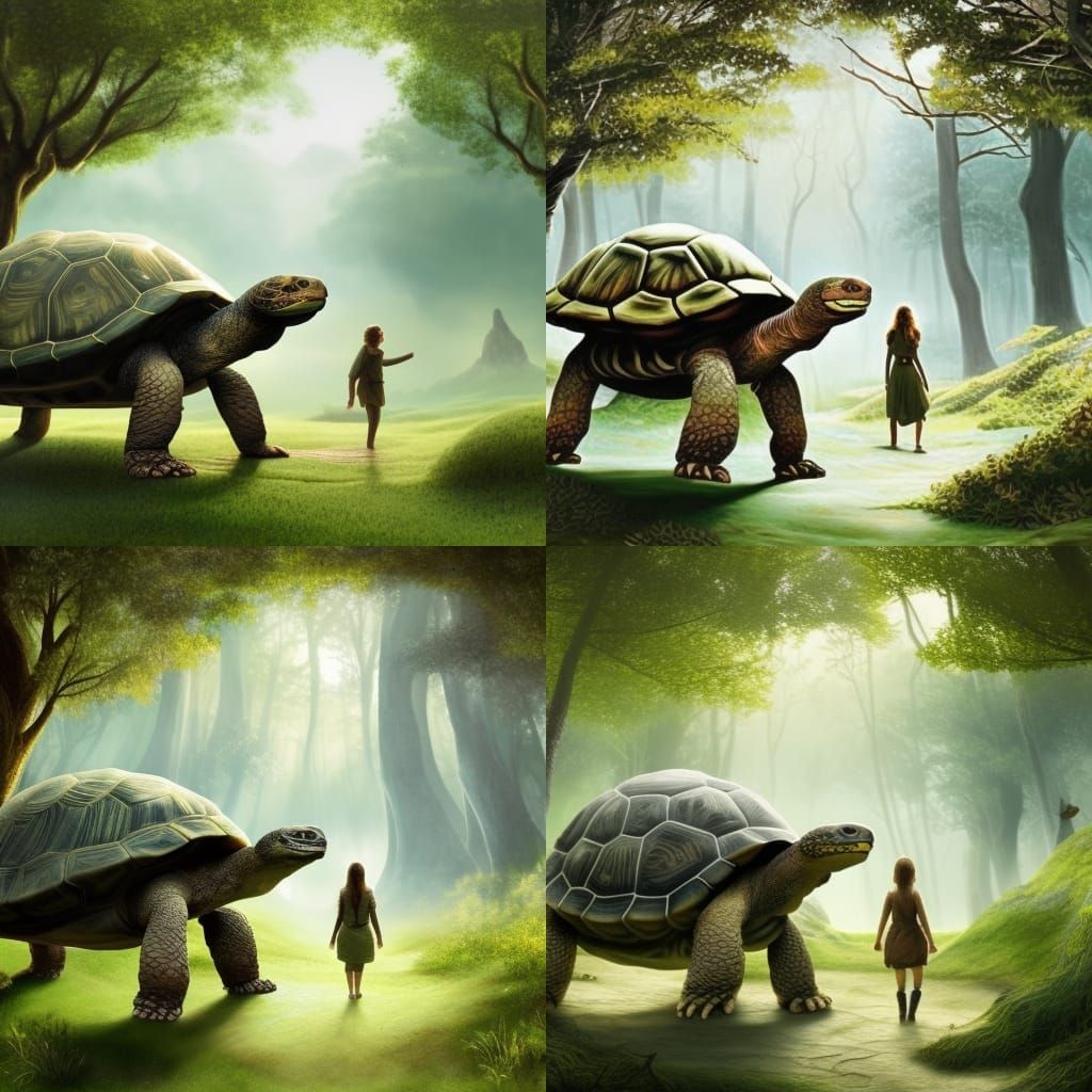 Giant Tortoise Forest Walk: Detailed Matte Painting