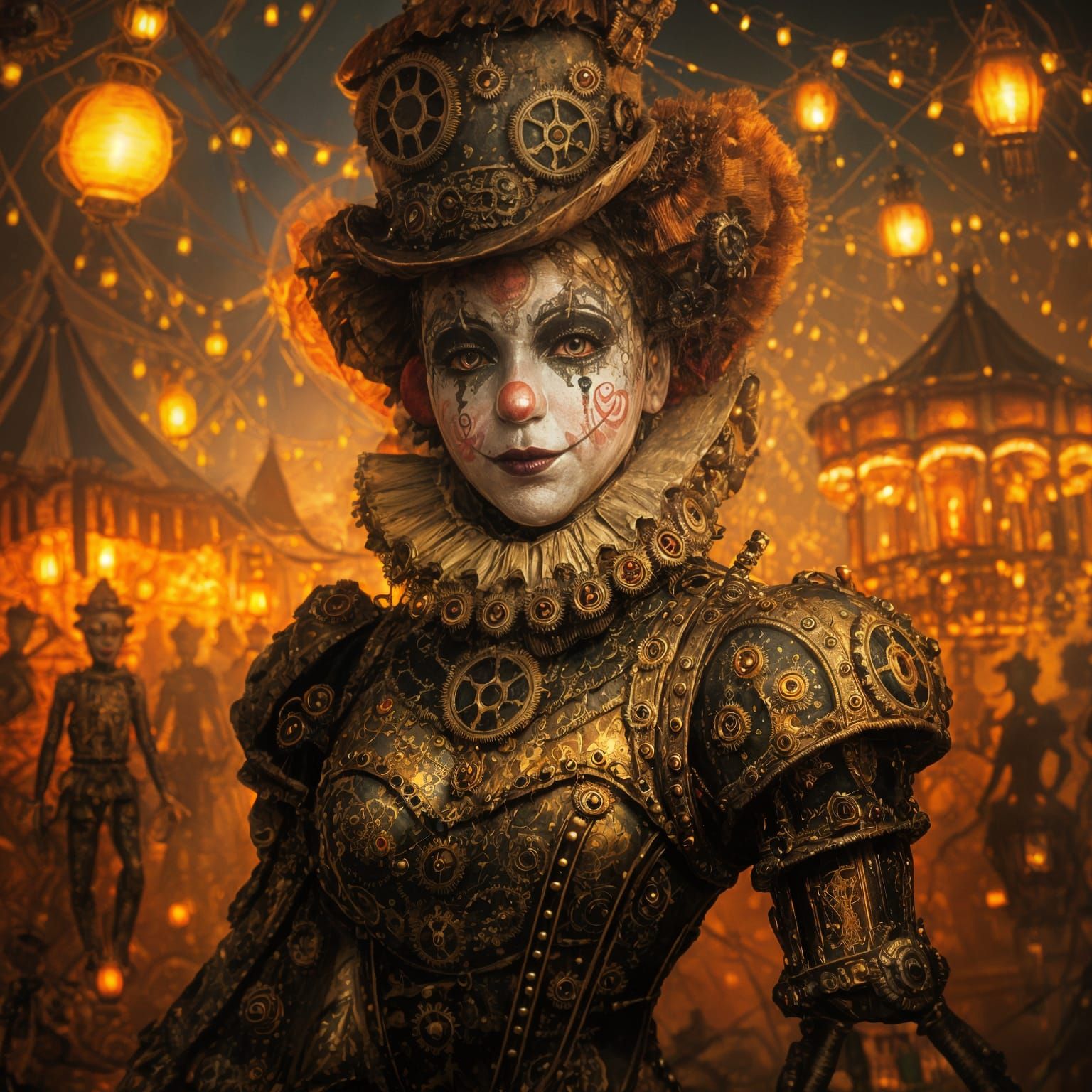 Steampunk Carnival Night With Victorian Clown