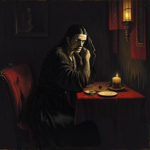 Vampire Injecting Victim in Dark Expressionism Style