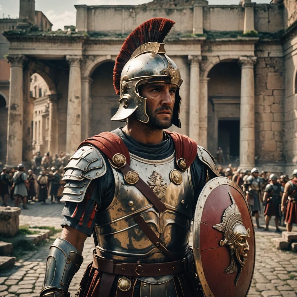 Hyperrealistic Roman Centurion in Ancient Rome