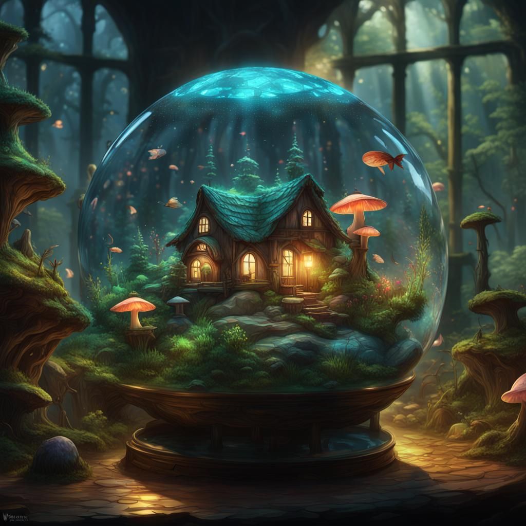 Fairy Creature in Glass Globe: Fantasy Portrait