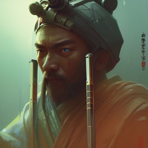 Jedi Samurai with Lightsaber: Detailed Fantasy Art