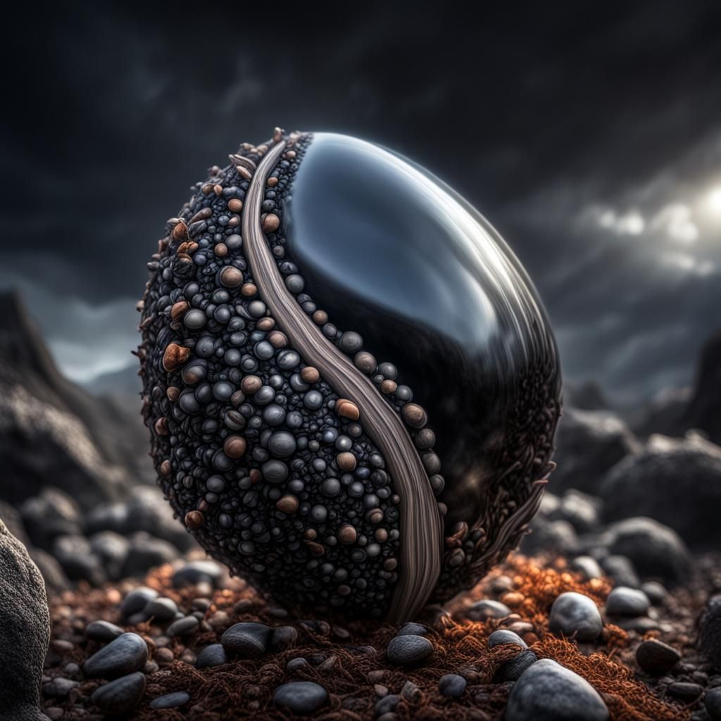 Obsidian Seed: Hyperrealistic Cosmic Fantasy in HDR