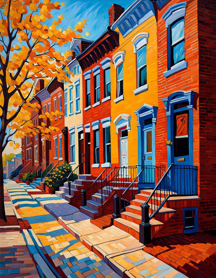 Philadelphia Row Homes in Impressionist Style