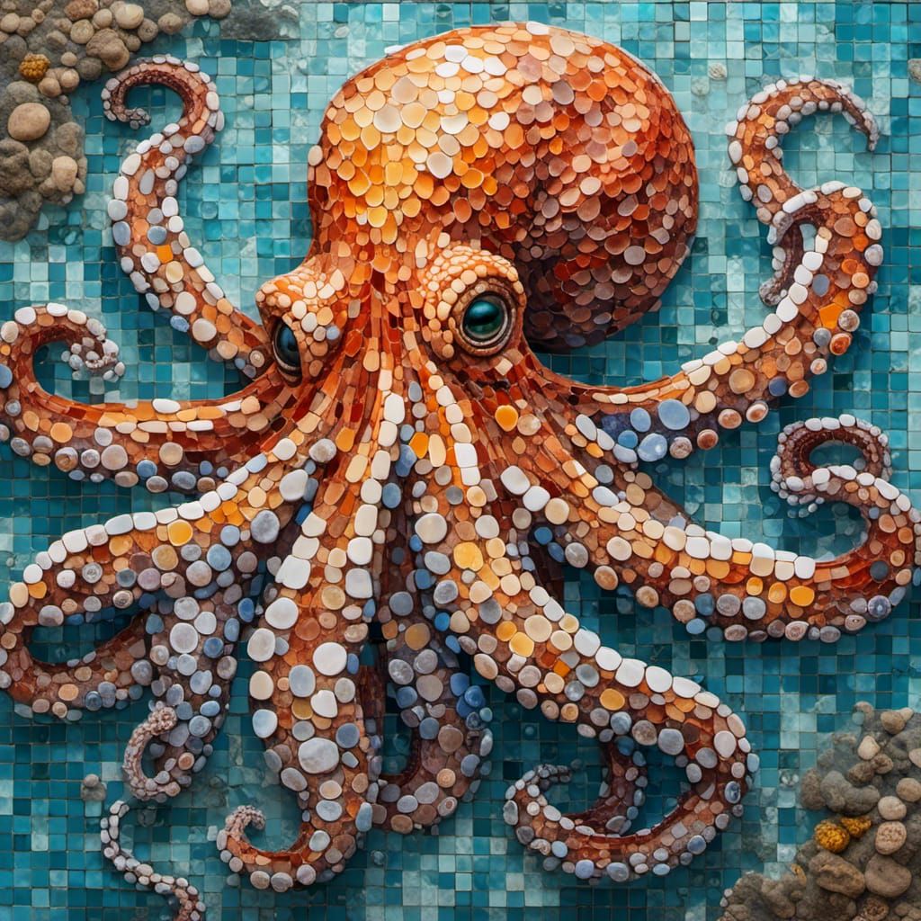 Giant Octopus Marble Tile Mosaic Art
