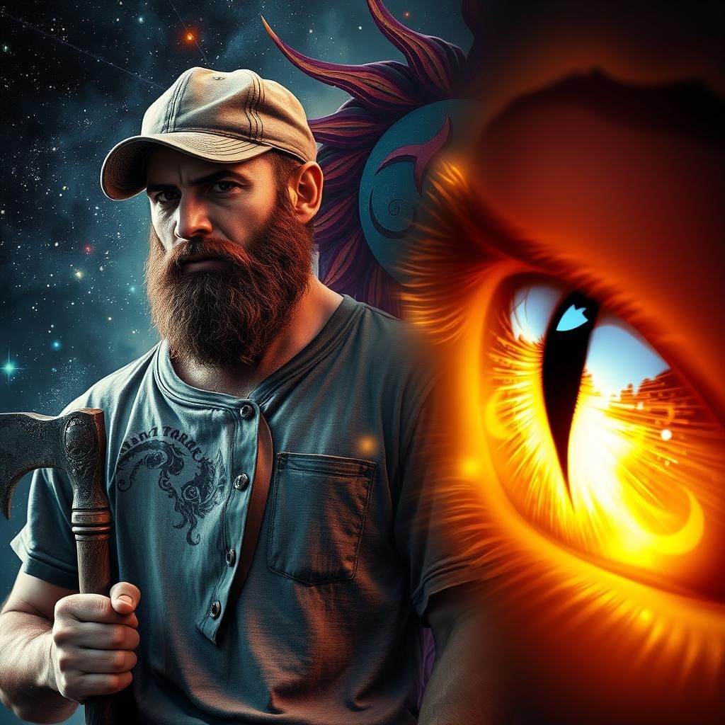 Mystical Warrior Duo in Cosmic Dark Fantasy Style