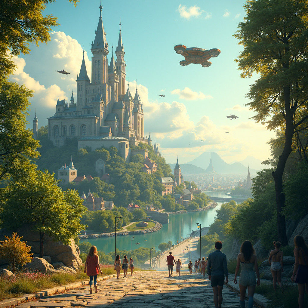 Futuristic Estonian Cityscape in Golden Light