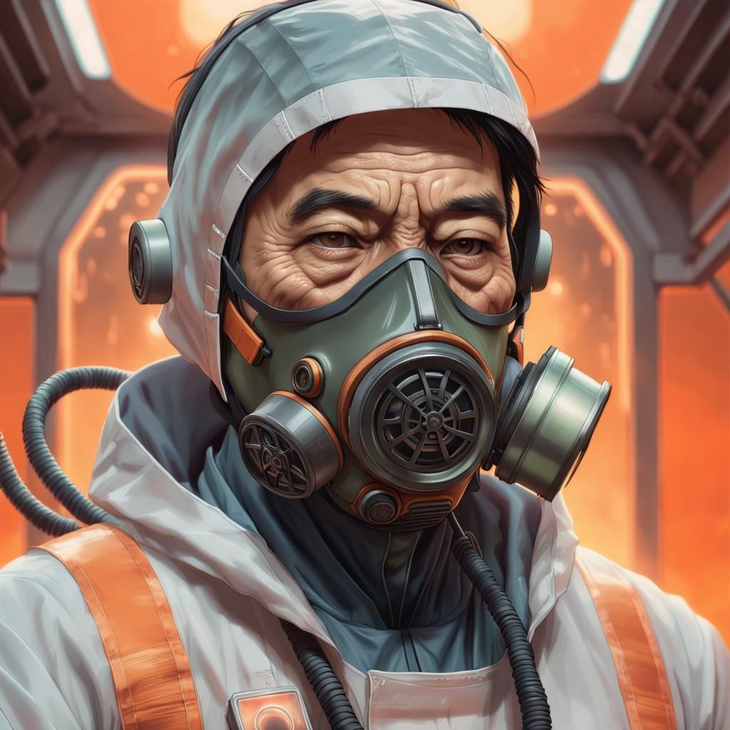 Ominous Doctor in Decontamination Suit, Digital Art
