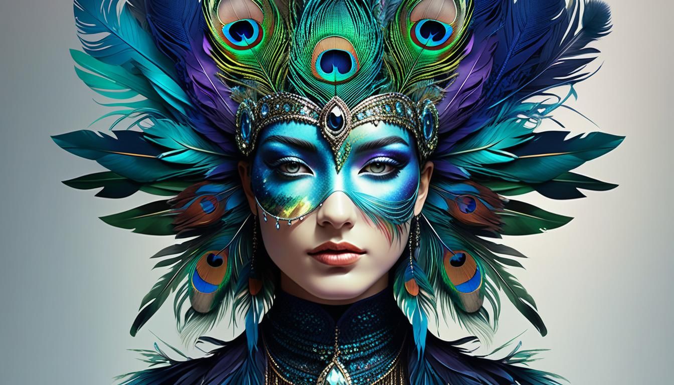 Maximalist Masks with Crystals and Feathers