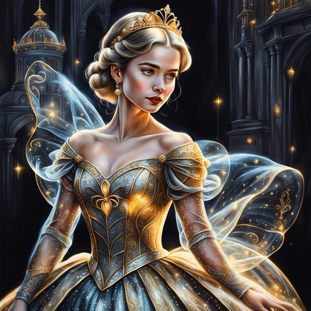 Cinderella in Charcoal with Glass Dress and Tesla Accents