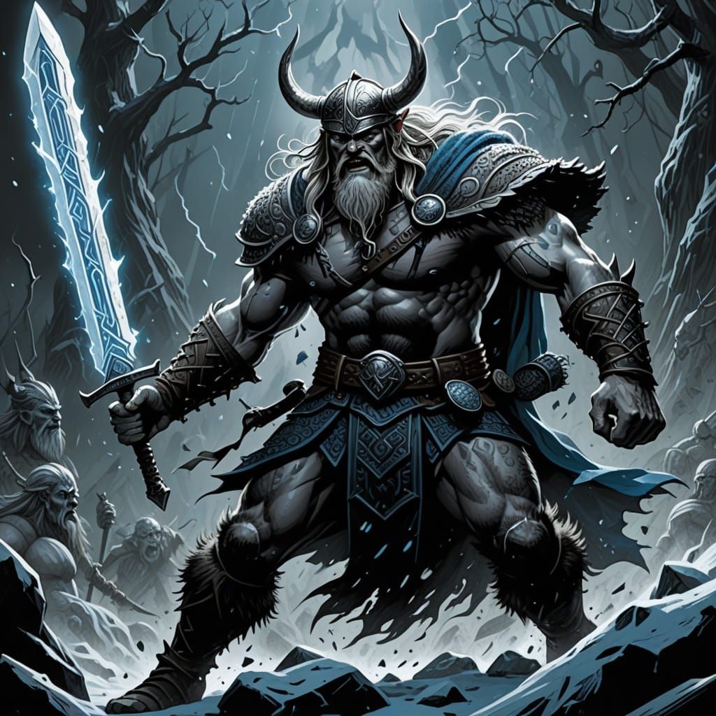 Viking Warrior in Dark Fantasy Art Style