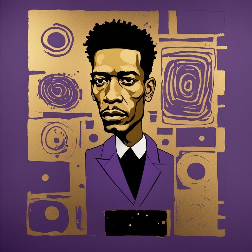 Klimt and Basquiat Inspired Mimeograph Print