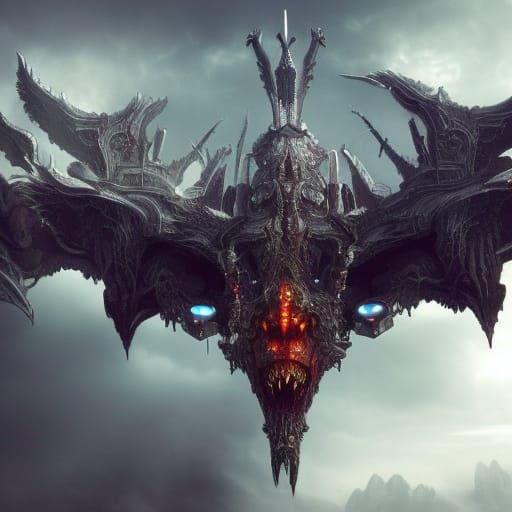 Epic Demonic Spaceship Digital Matte Painting