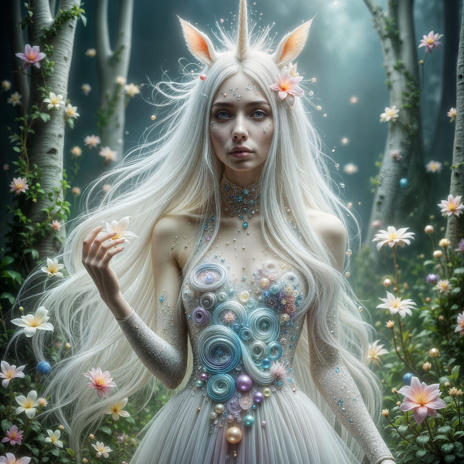 Unicorn Woman in Dreamy Abstract Fantasy Art