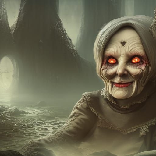 Eerie Old Woman with Sinister Intentions