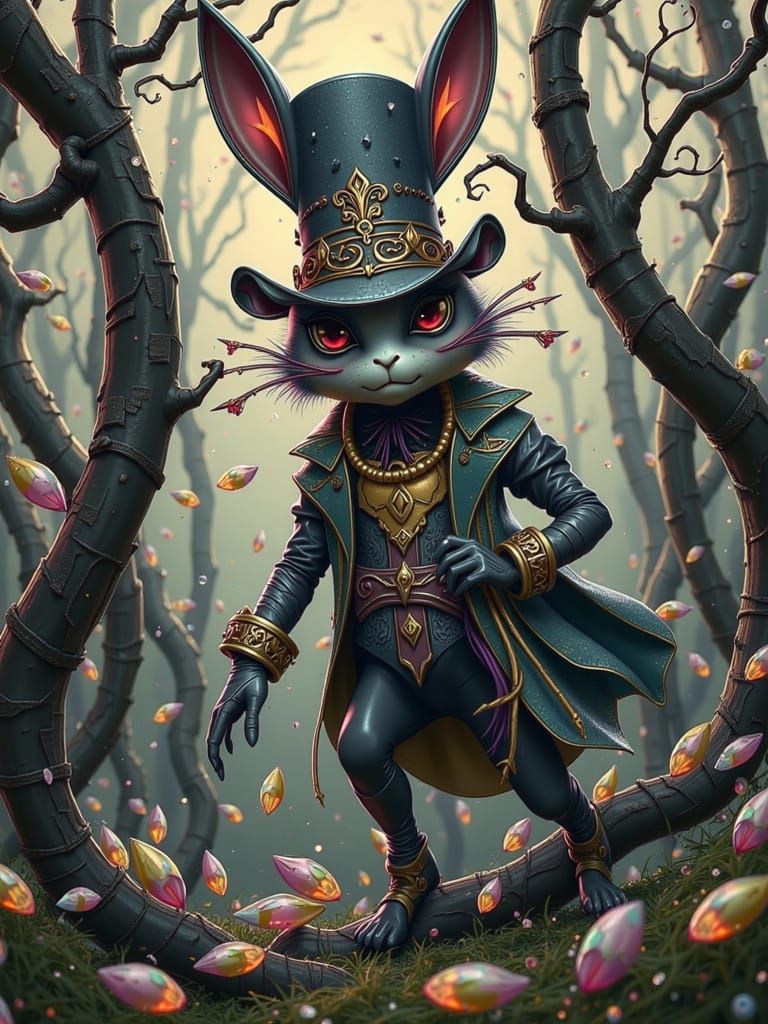 Sinister Easter Bunny in a Whimsical Wonderland