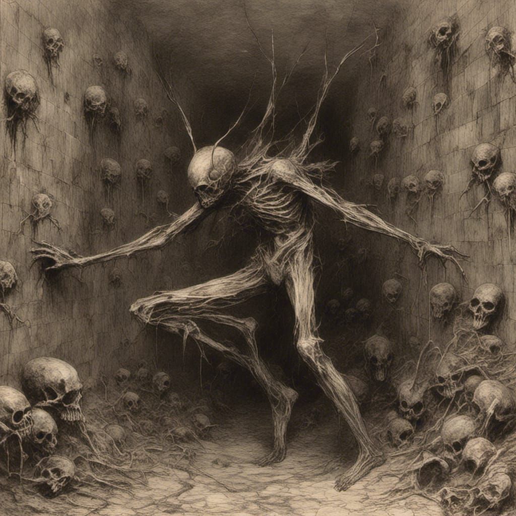 Macabre Disfigured Butterfly in Horror Style