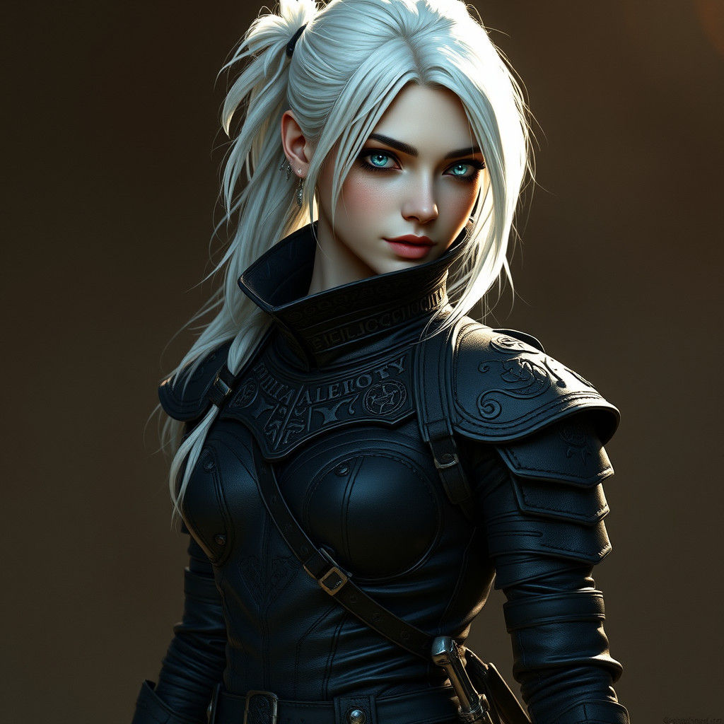 Female Assassin in Black Leather Armor