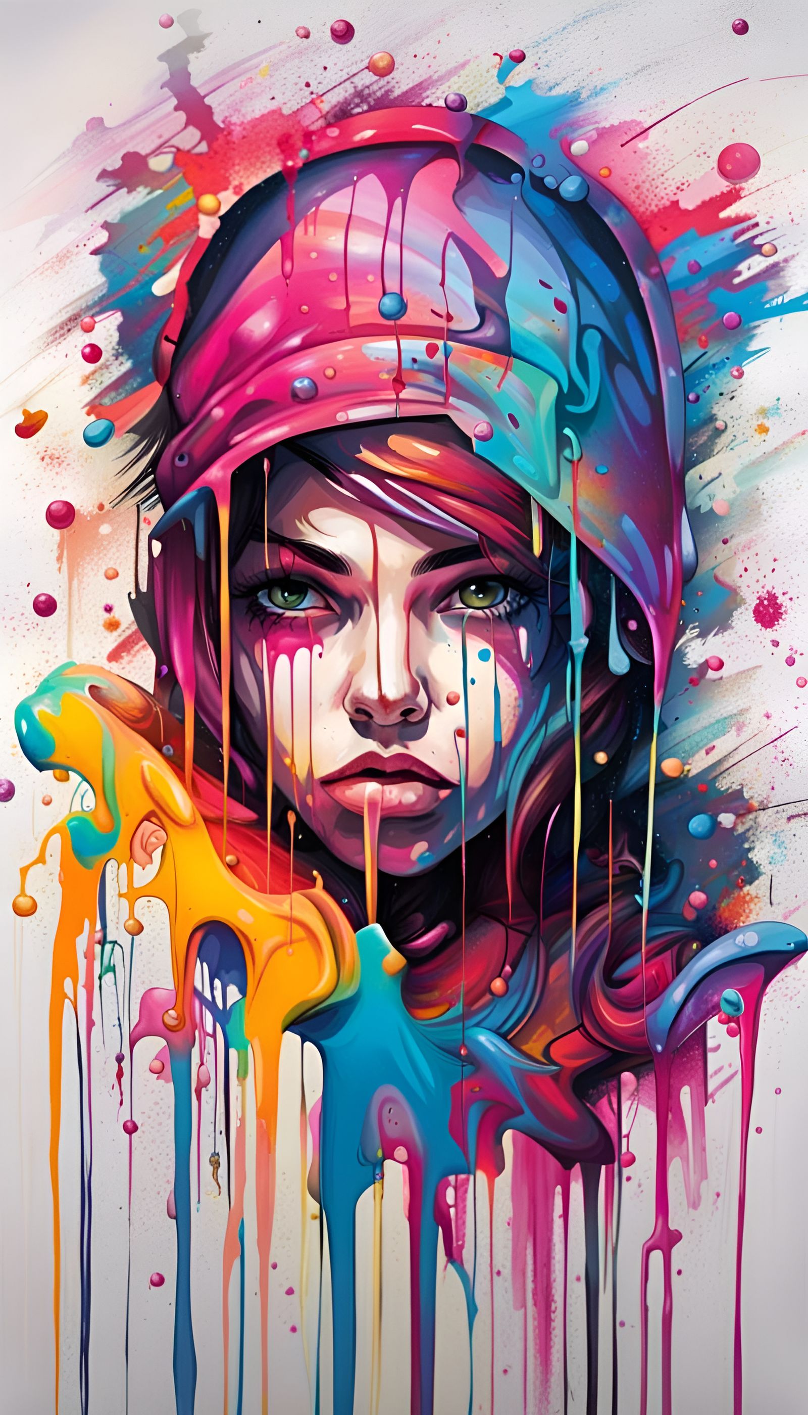 Colorful Graffiti Art of a Girl in Street Style