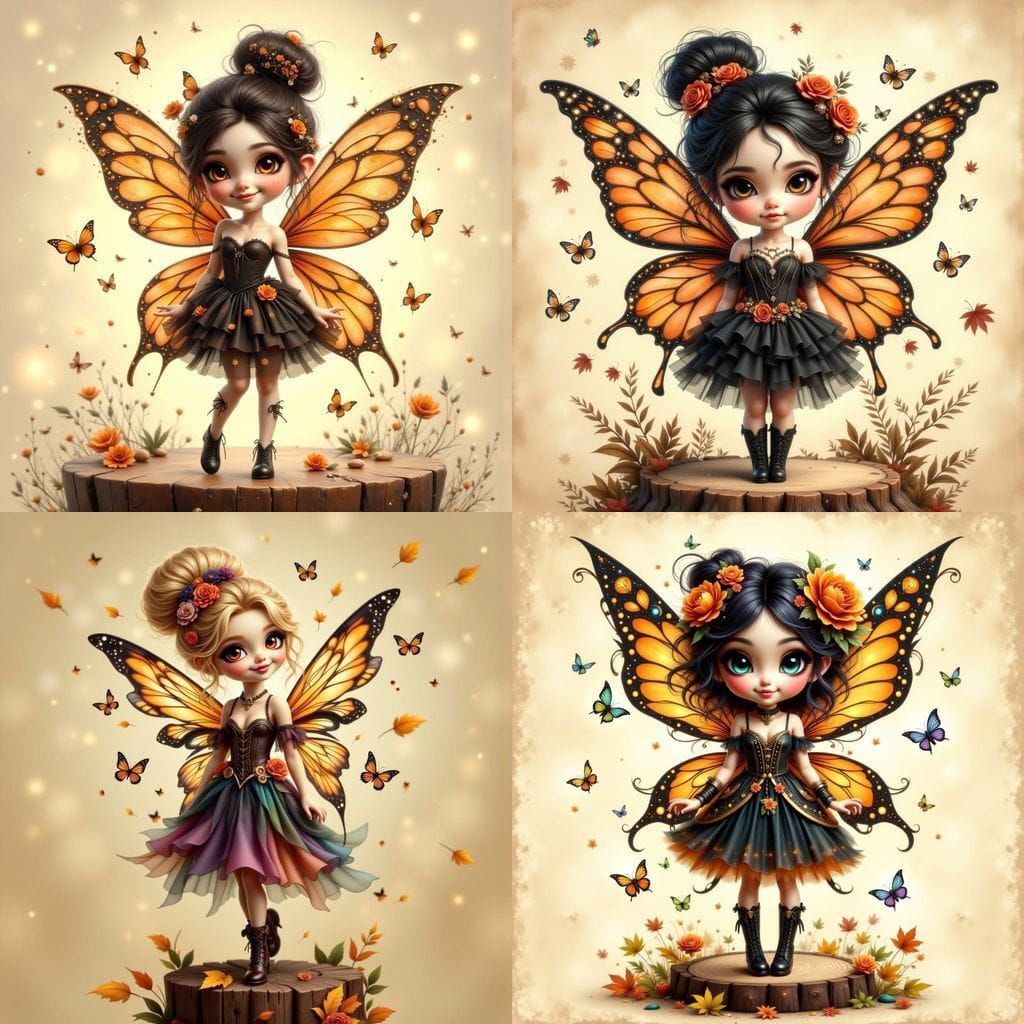Steampunk Chibi Fairy Girl in Whimsical Wonderland