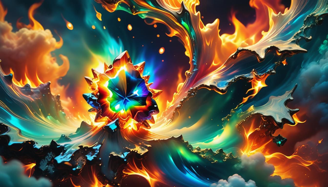 Fire Elemental Gemstone in Surreal 3D Digital Art