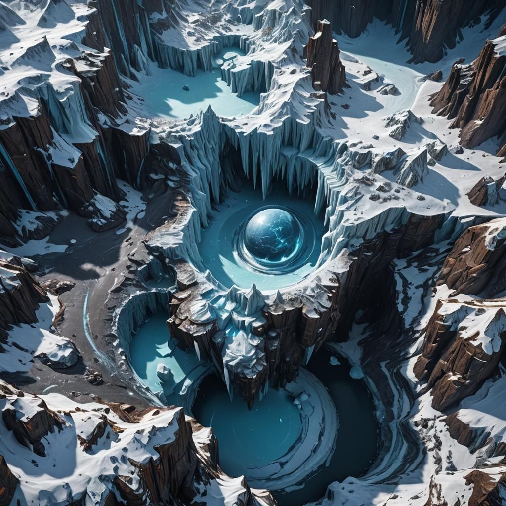 Fantastical Ice Planet Concept Art in 8K