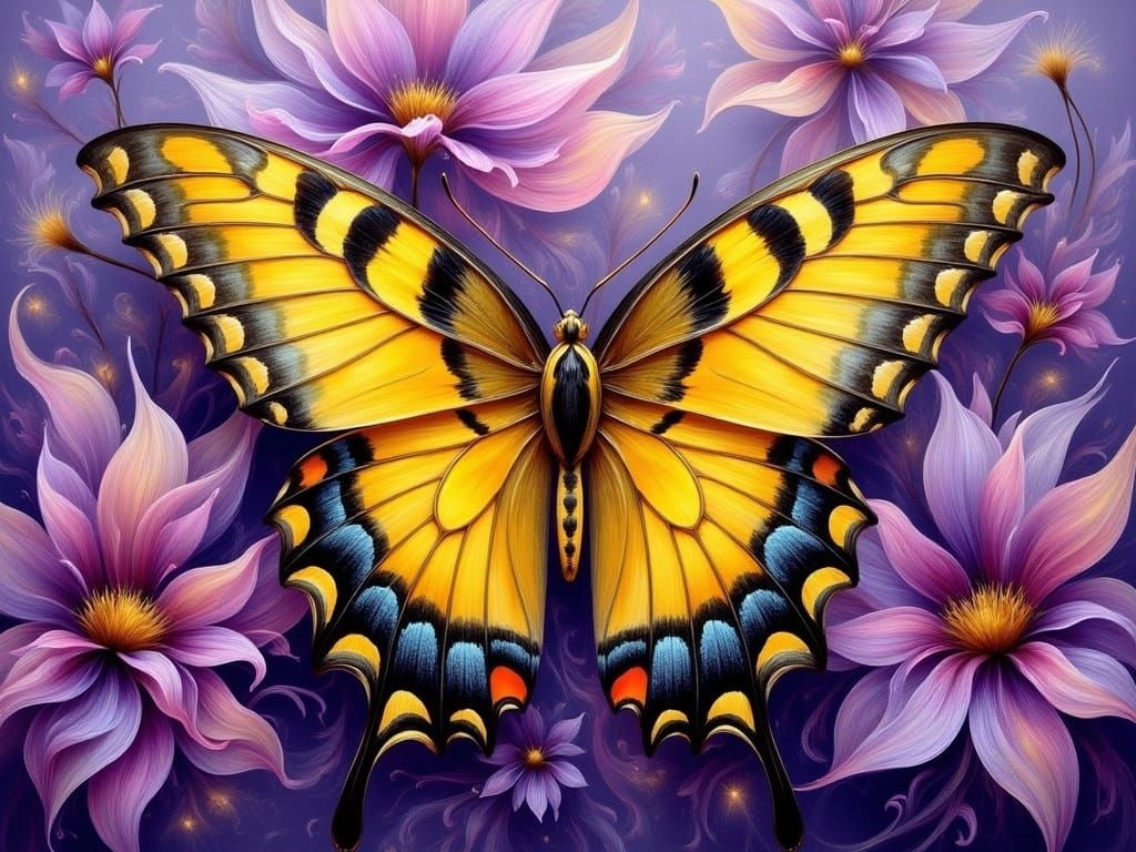 Vibrant Yellow Butterfly in Iridescent Splendor