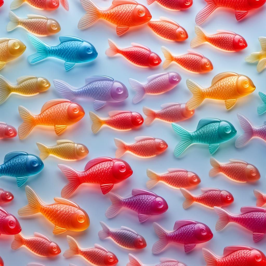 Translucent Gummy Fish Generated by AI