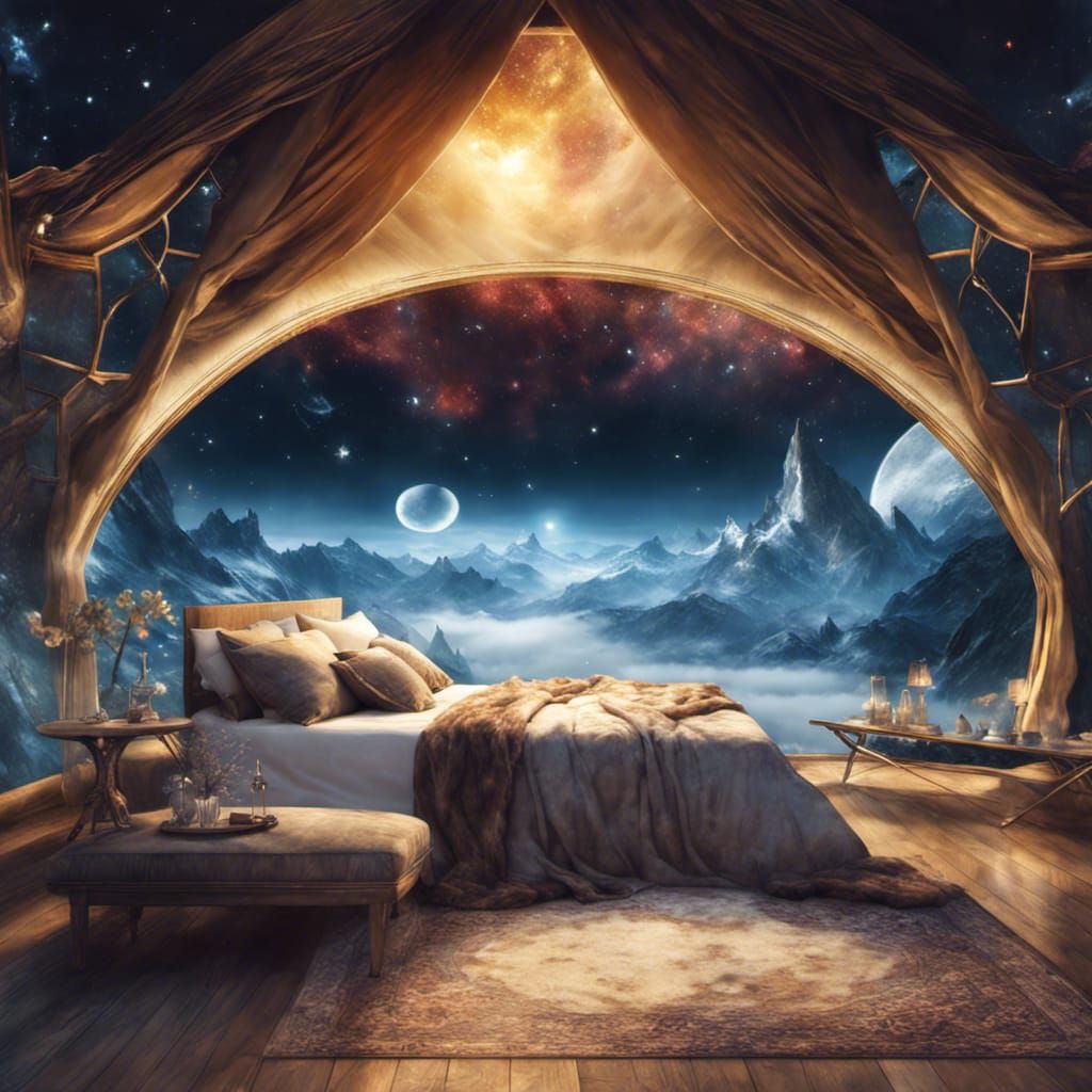 Magical Glass Bedroom in Ethereal Landscape