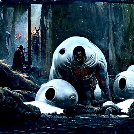 Baymax in Elden Ring Horror, Engraving Style