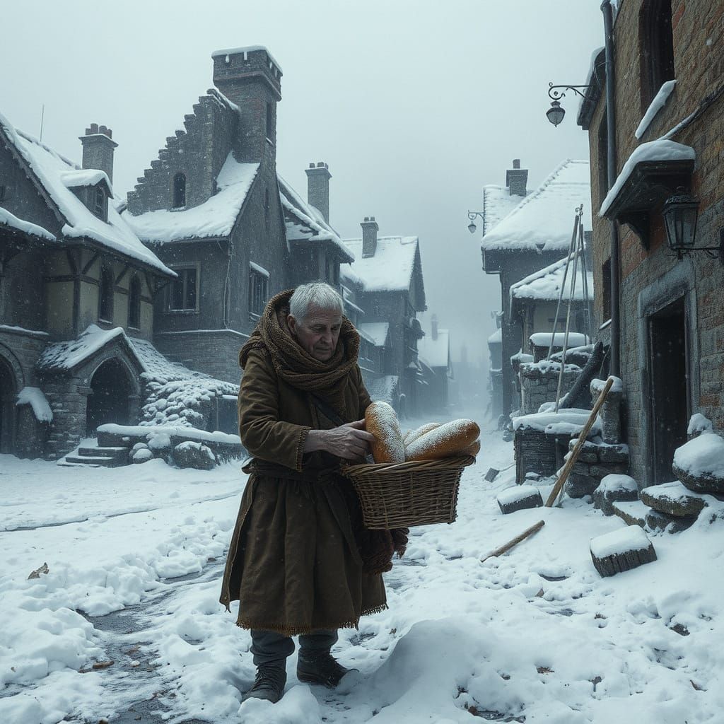 Snow-Shrouded Town in Winter Solitude