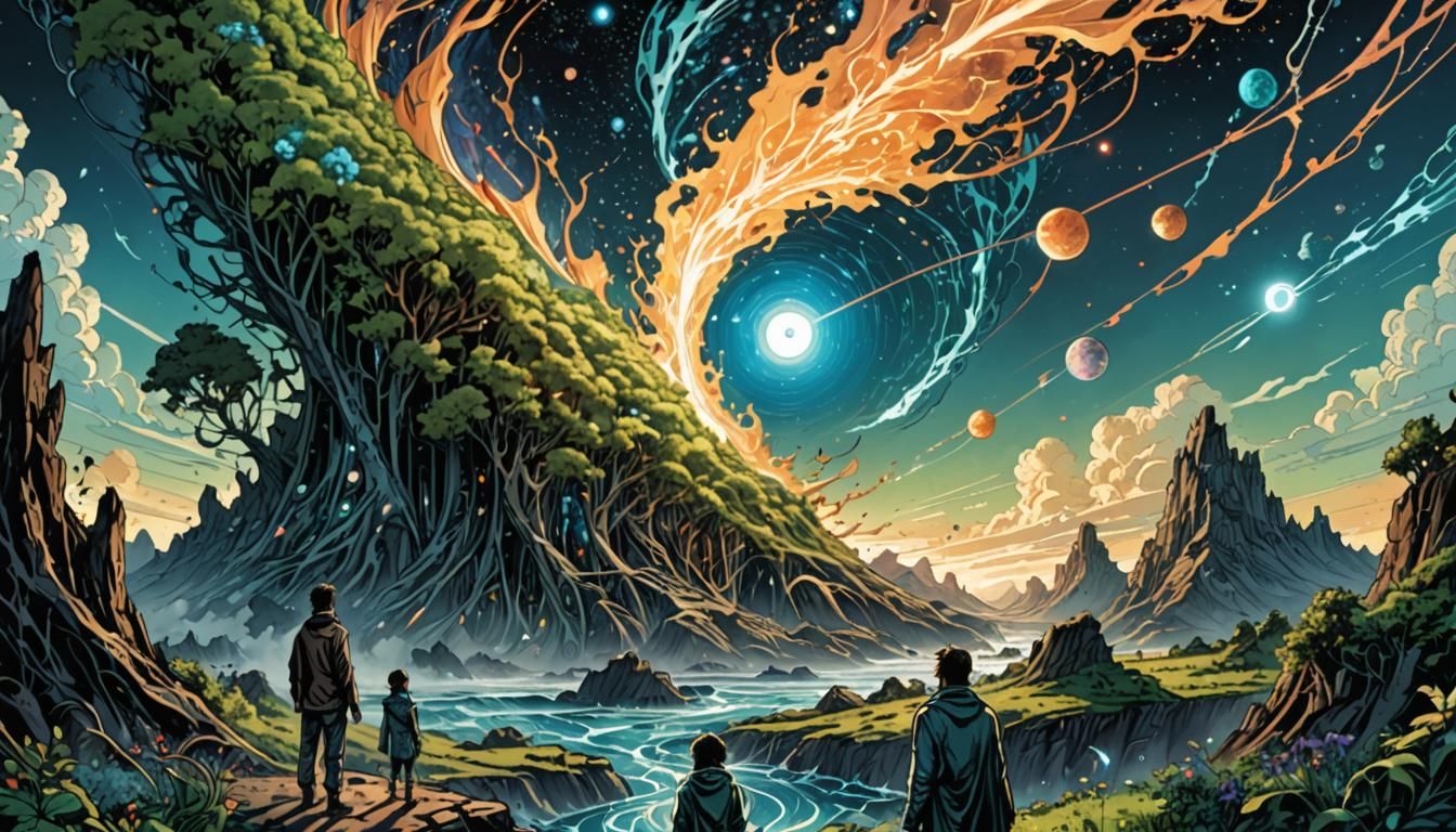 AI Merging with Nature in Comic Book Style