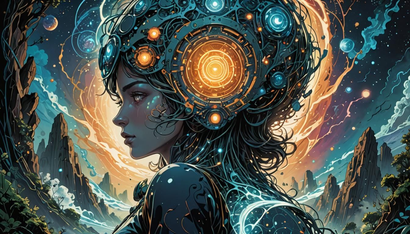 AI Merges with Nature in Cosmic Genesis