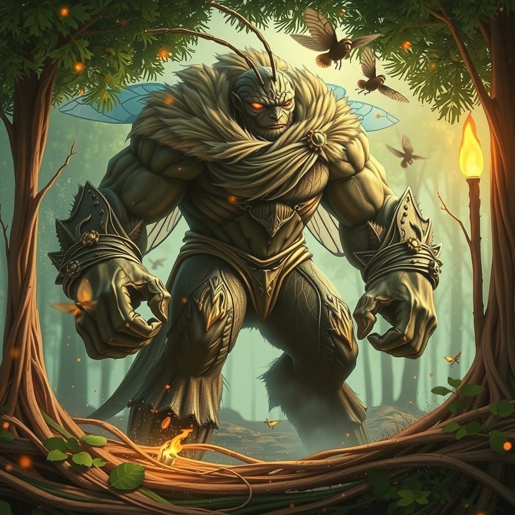 Mystical Firefly in Snowglobe Scene with Iridescent Wings