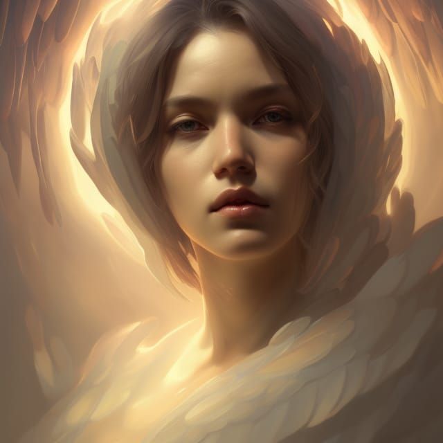 Angel of Life: Hyperdetailed Portrait in Art Nouveau Style