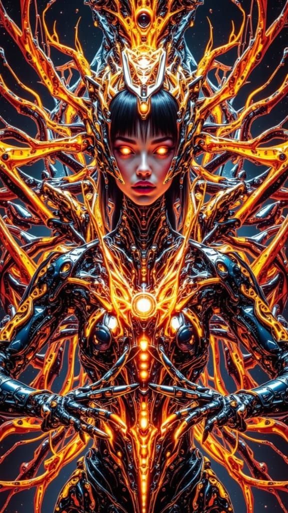 Cybernetic Assassin in Dark Futurism Aesthetic