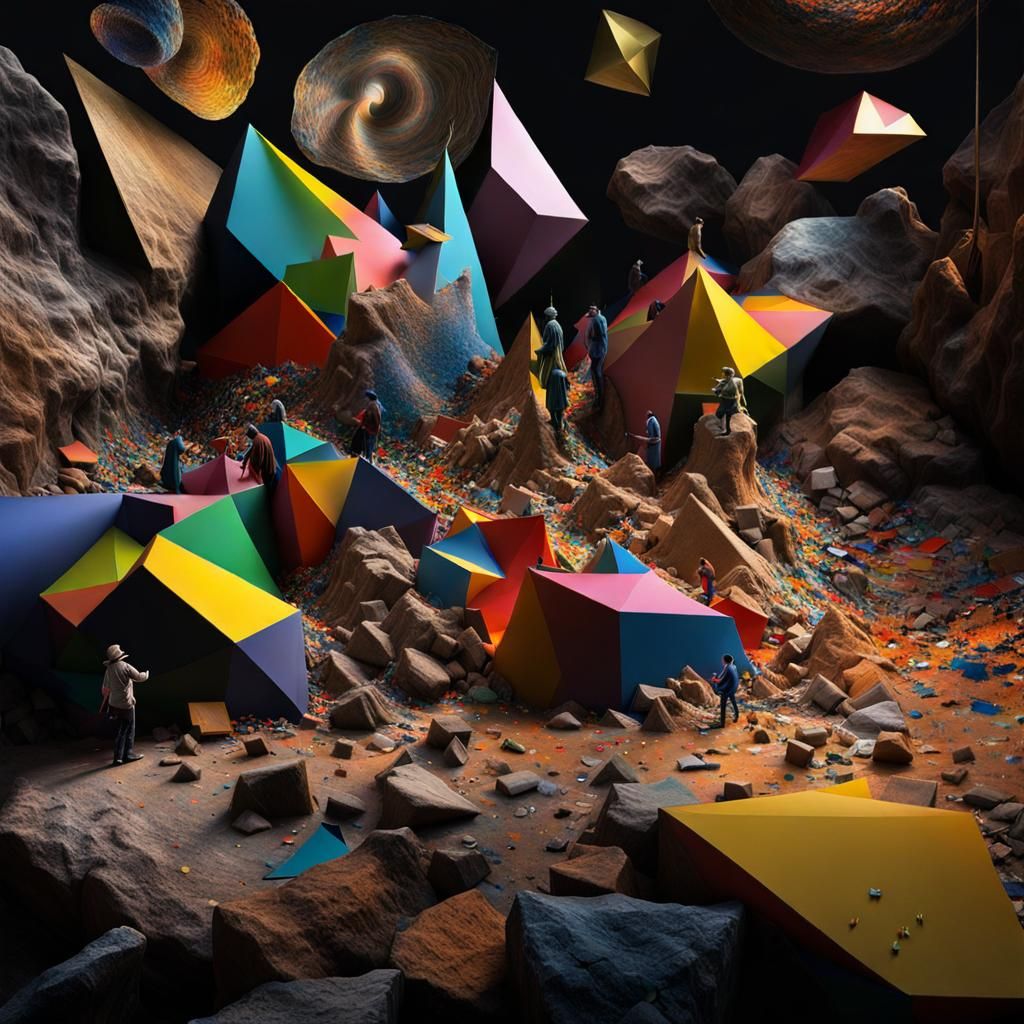 Abstract Rock Singers in Hyperreal Light