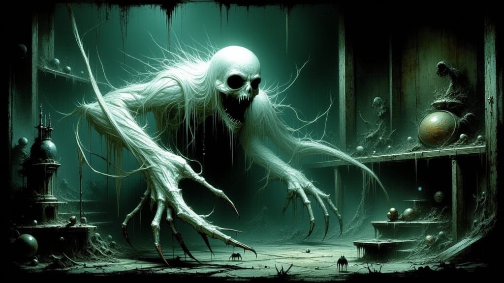 Horrific White Specter in Haunted Room