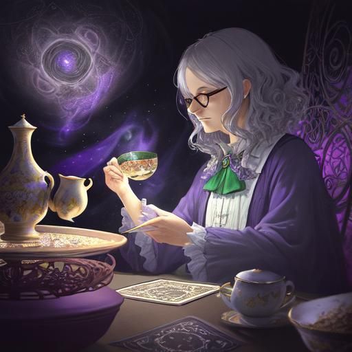 Mystical Tea Reading in Surrealist Style